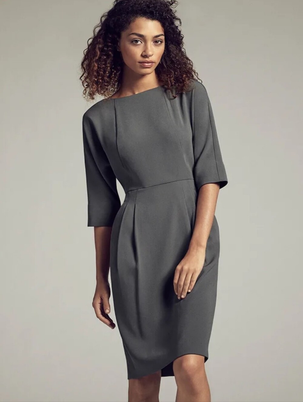 MM.LaFleur Mei Sheath Crepe Dress Gray Size 6